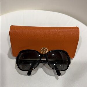 Tory Burch Black Sunglasses with Orange Case